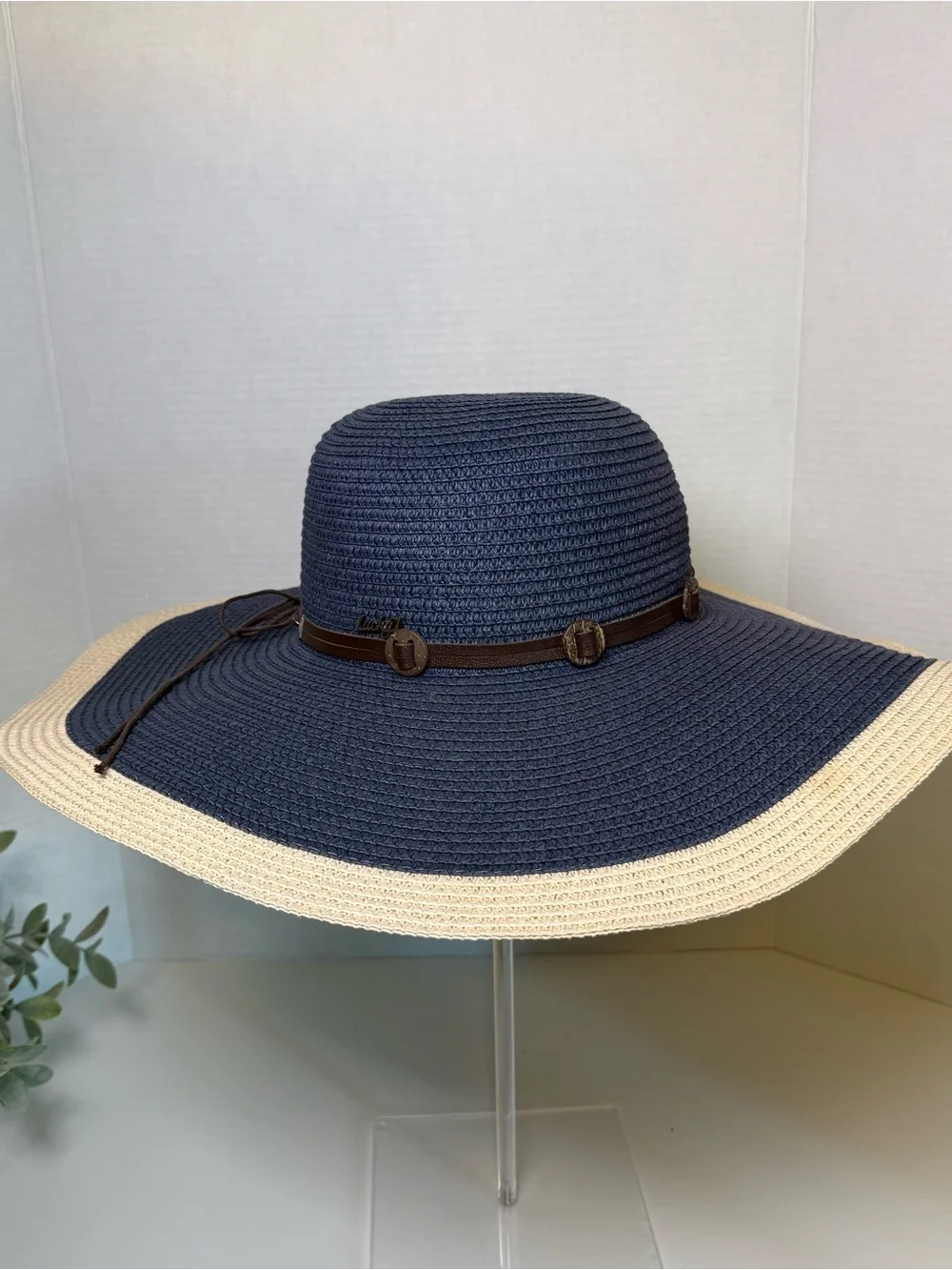 Lucky 7 Women’s Wide Brim 2 Tone 100% Paper, Straw Floppy Feminine Beach Sun Hat